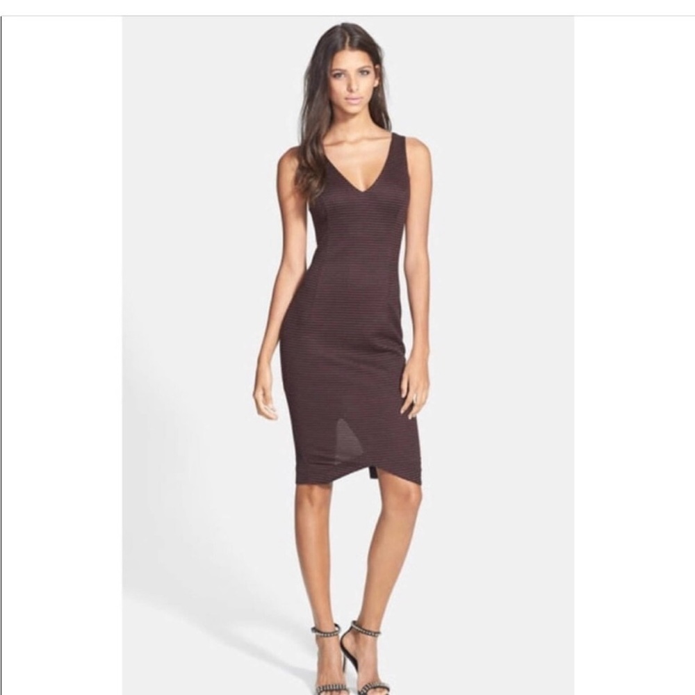 ASTR the label brown stripe bodycon dress